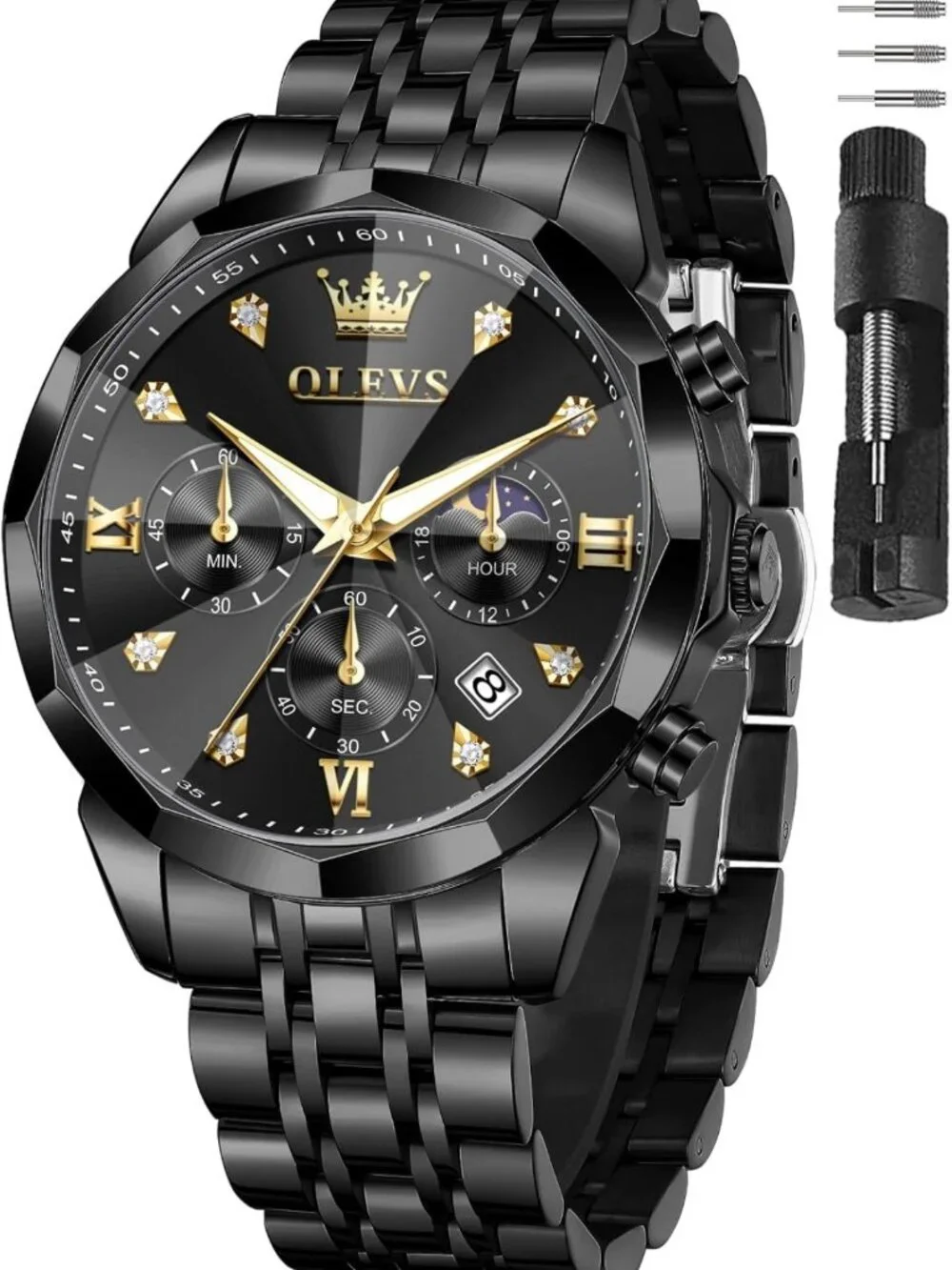 Stylish Stainless Steel Men's Chronograph Watch | Waterproof Big Face Dress